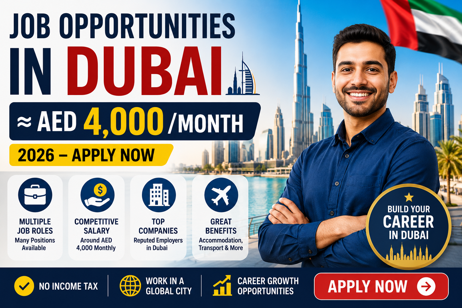 Job Opportunities in Dubai (≈ AED 4,000/month) 2026 – Apply Now Job Opportunities in Dubai (≈ AED 4,000/month) 2026 – Apply Now